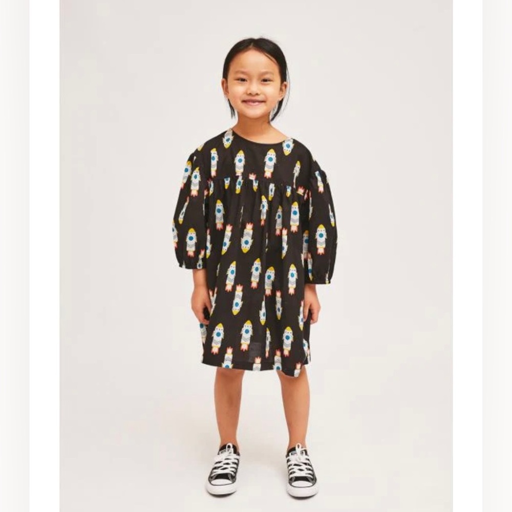 EUC Compania Fantastica Outer Space Rocket Ship Dress in Black 8